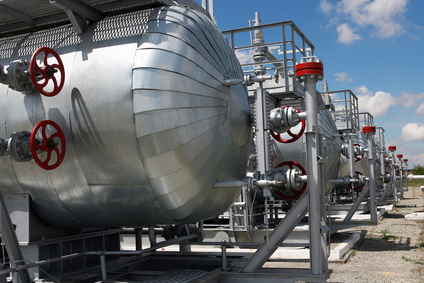 Row of the liquid gas tanks